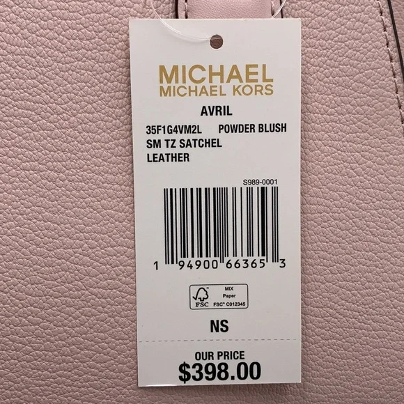 Michael Kors Avril Small Leather Top-Zip Satchel Powder Blush color - Picture 16 of 16